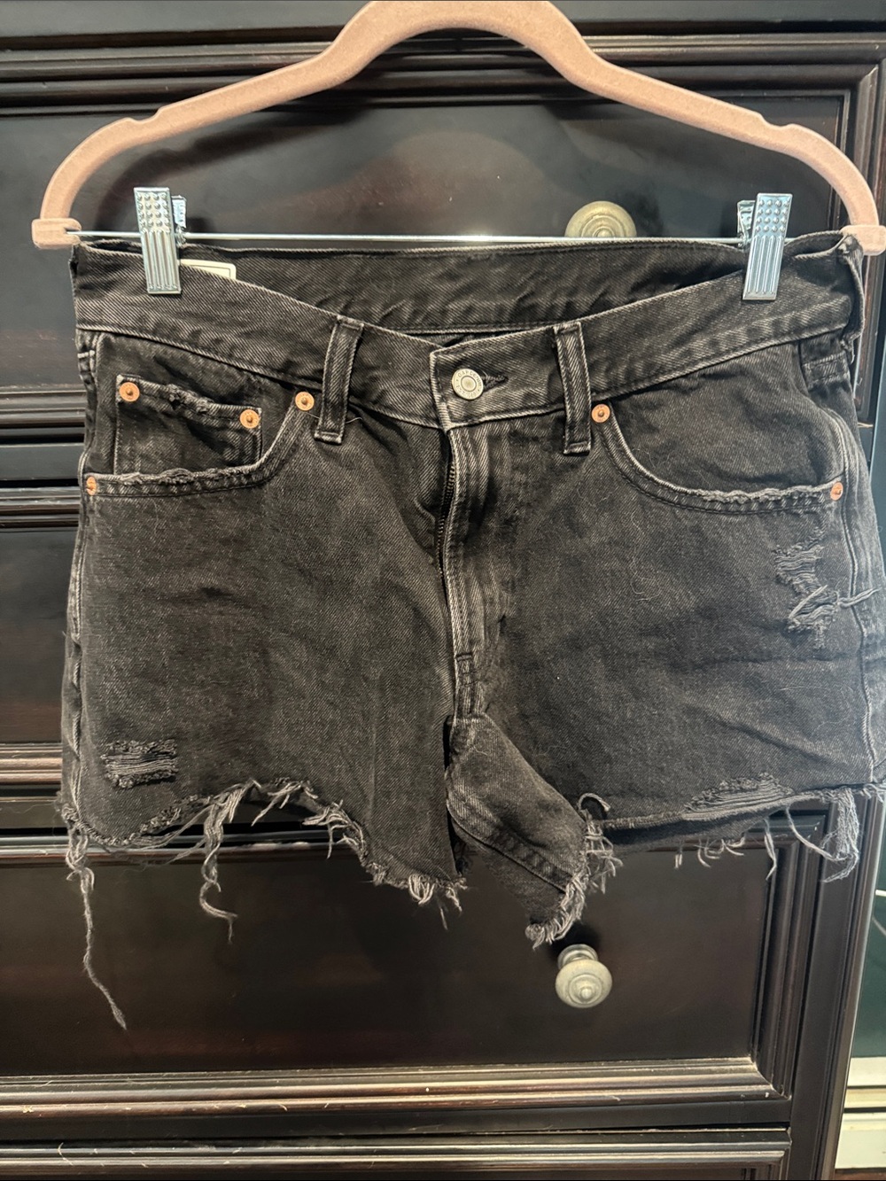 GAP Black Distressed Denim Cutoff Shorts